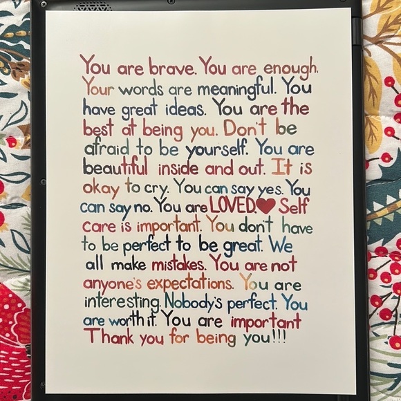 nwtWall Decor “YOU ARE ENOUGH-LOVED-IMPORTANT”-Inspirational Wall Art Print 8x10 - Picture 2 of 4